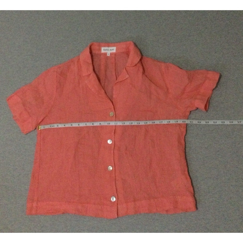 Bella Dahl Womens cropped Shirt Sz S orange Linen Button Front - Picture 5 of 11